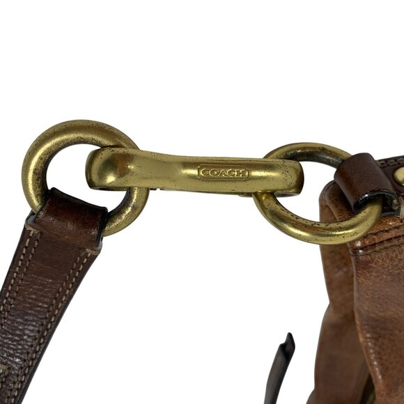 Coach 12917 Hamptons Brown Pleated Leather Hobo Shoulder Bag Zip Top Handbag - Picture 7 of 13